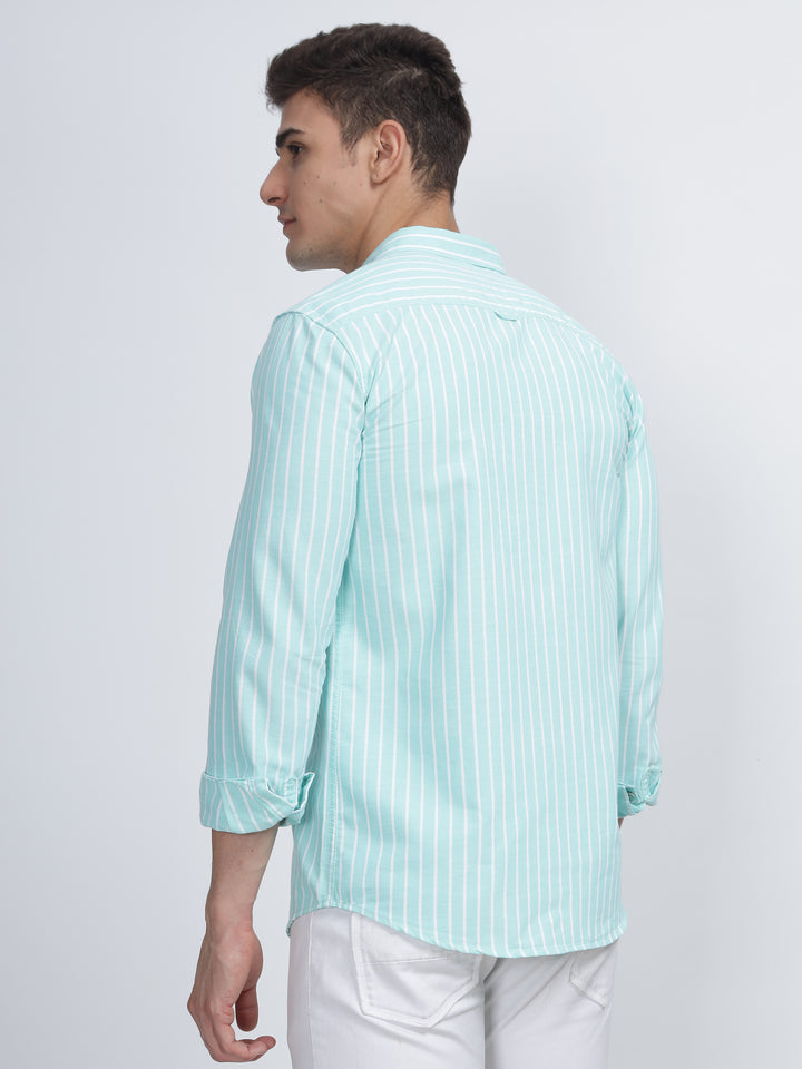 SINGLE LINE STRIPE PISTACHIO GREEN SHIRT