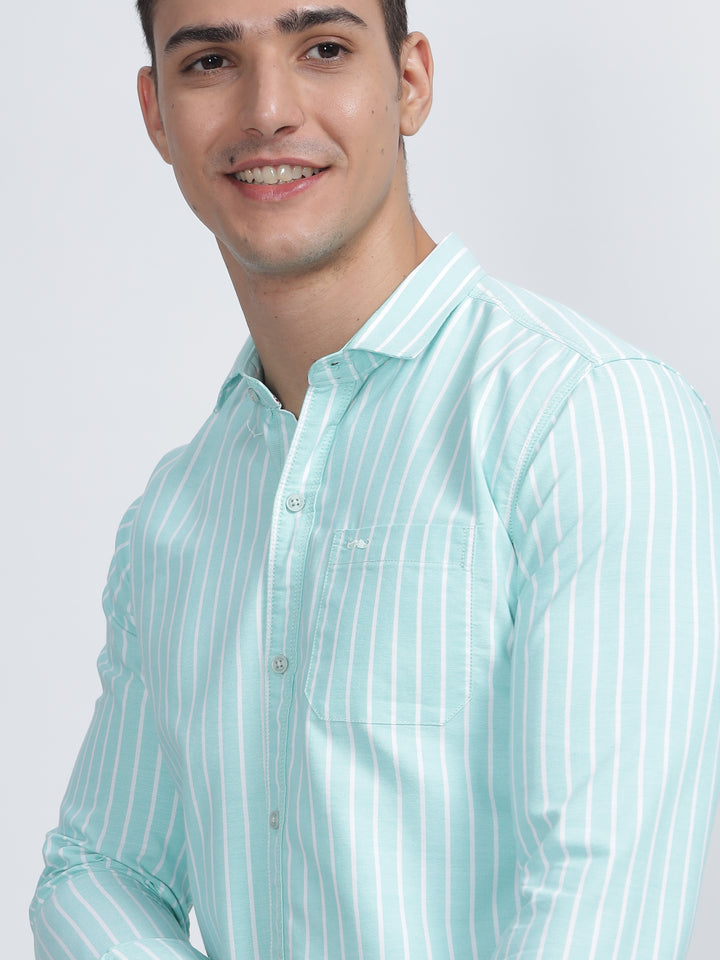 SINGLE LINE STRIPE PISTACHIO GREEN SHIRT
