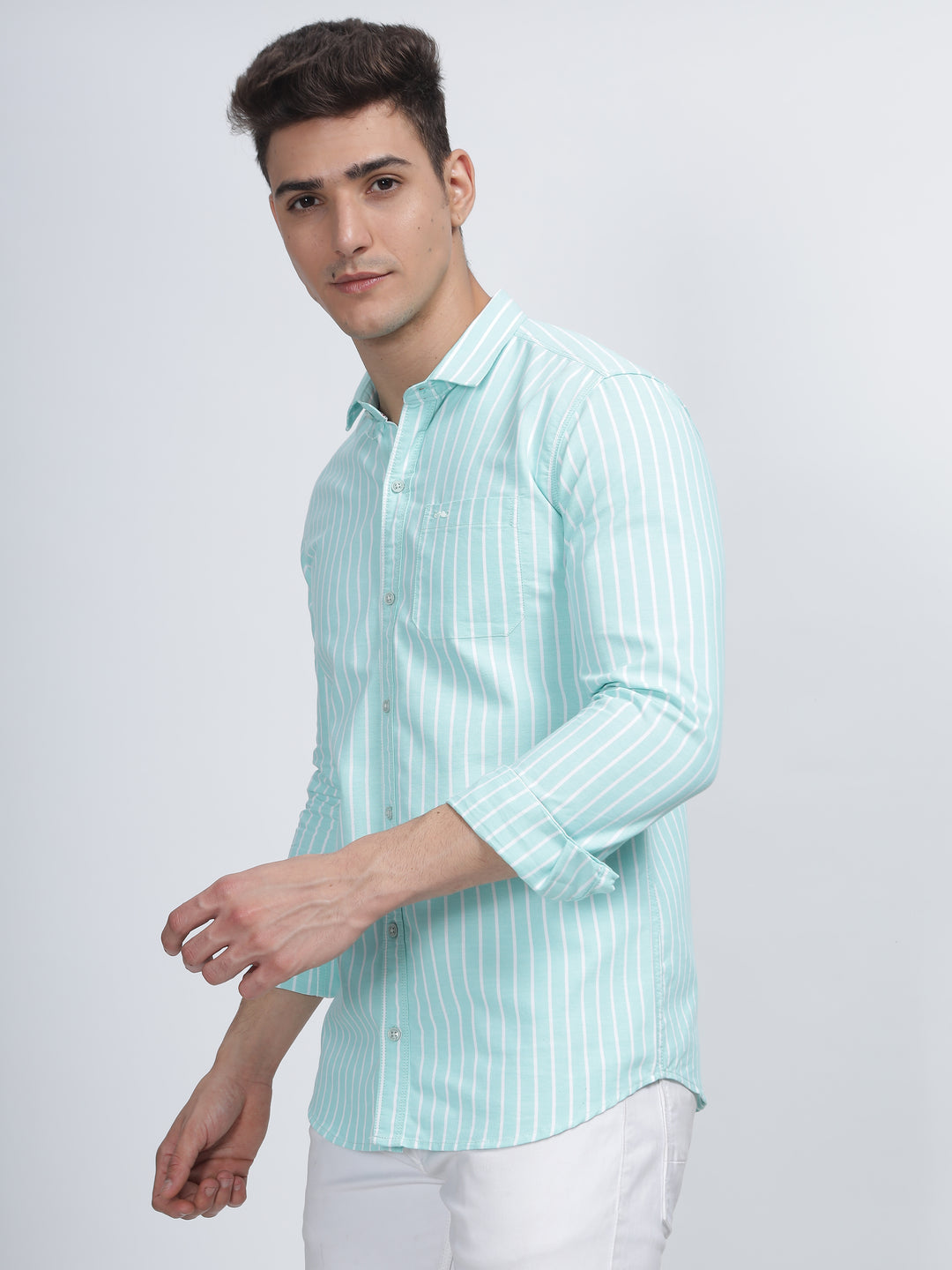 SINGLE LINE STRIPE PISTACHIO GREEN SHIRT