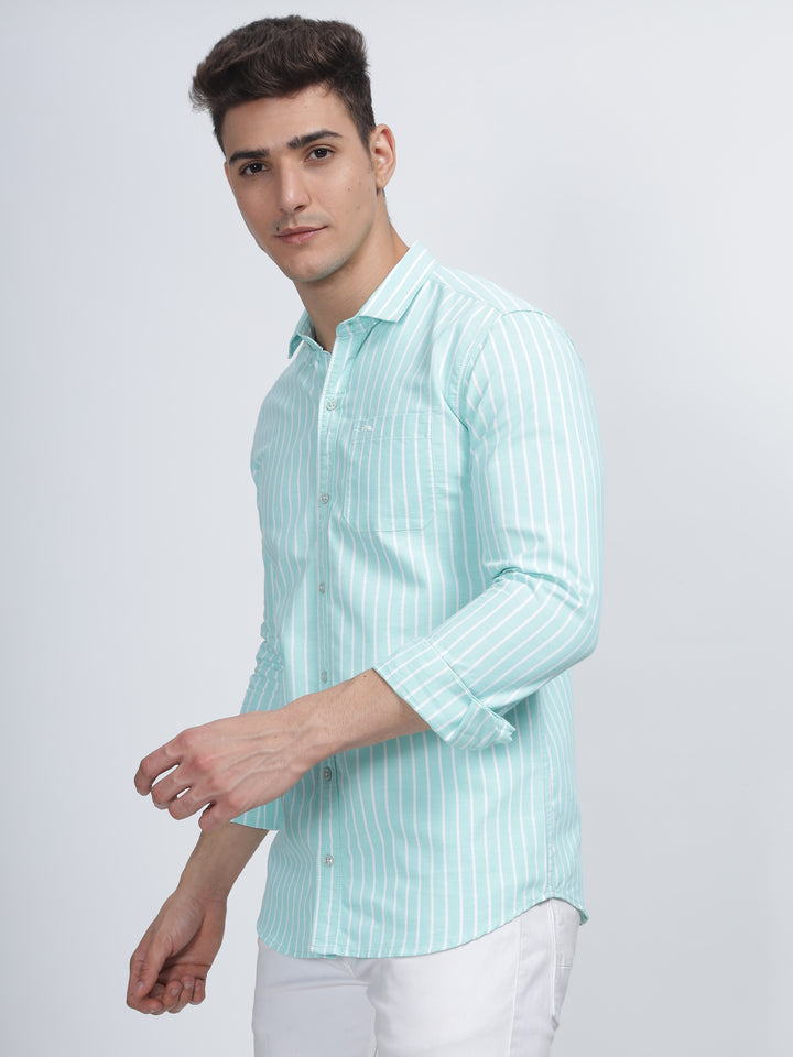 SINGLE LINE STRIPE PISTACHIO GREEN SHIRT