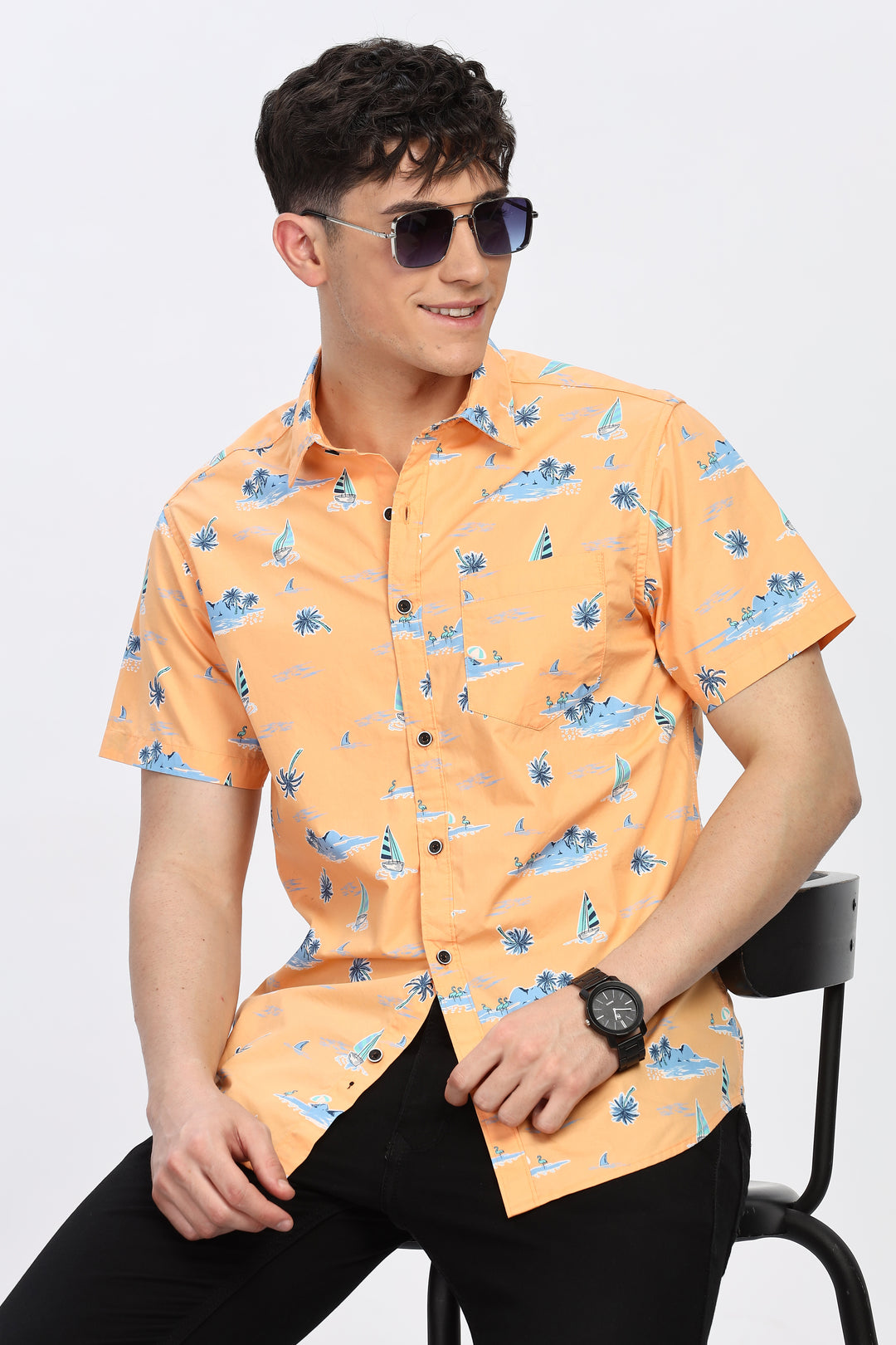Oceanic Charm Orange Shirt