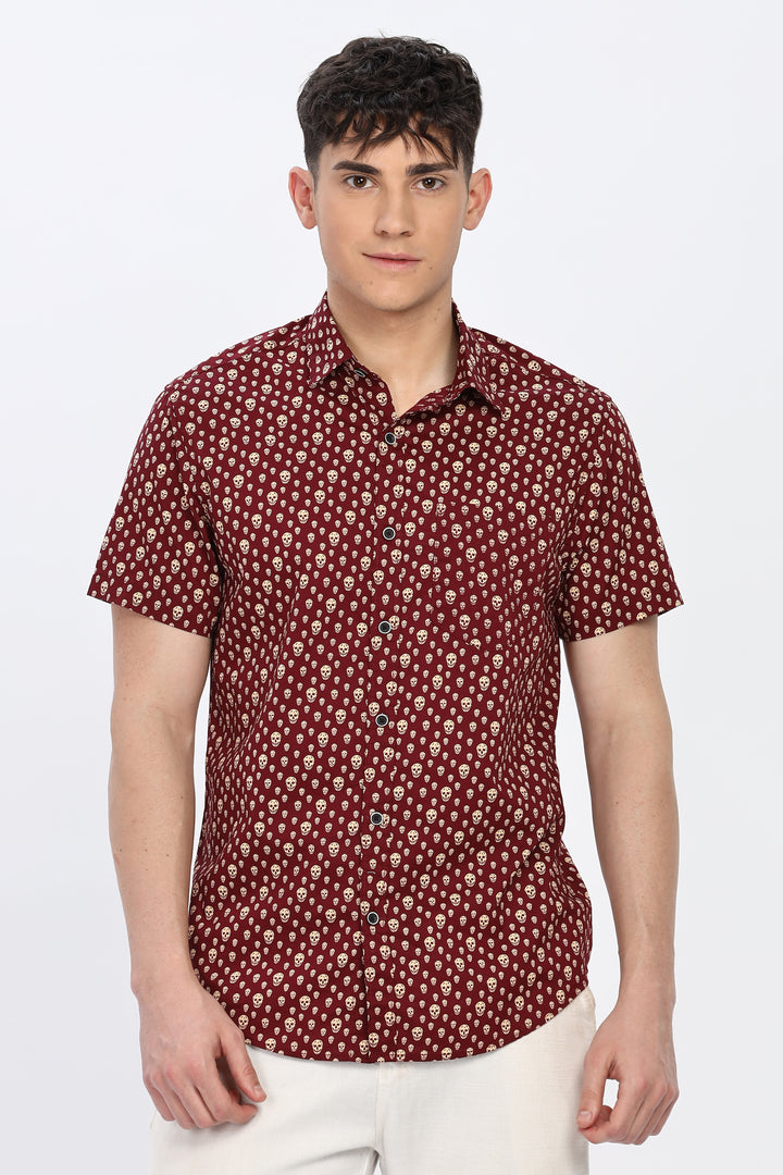 Maroon Skull Delight Shirt