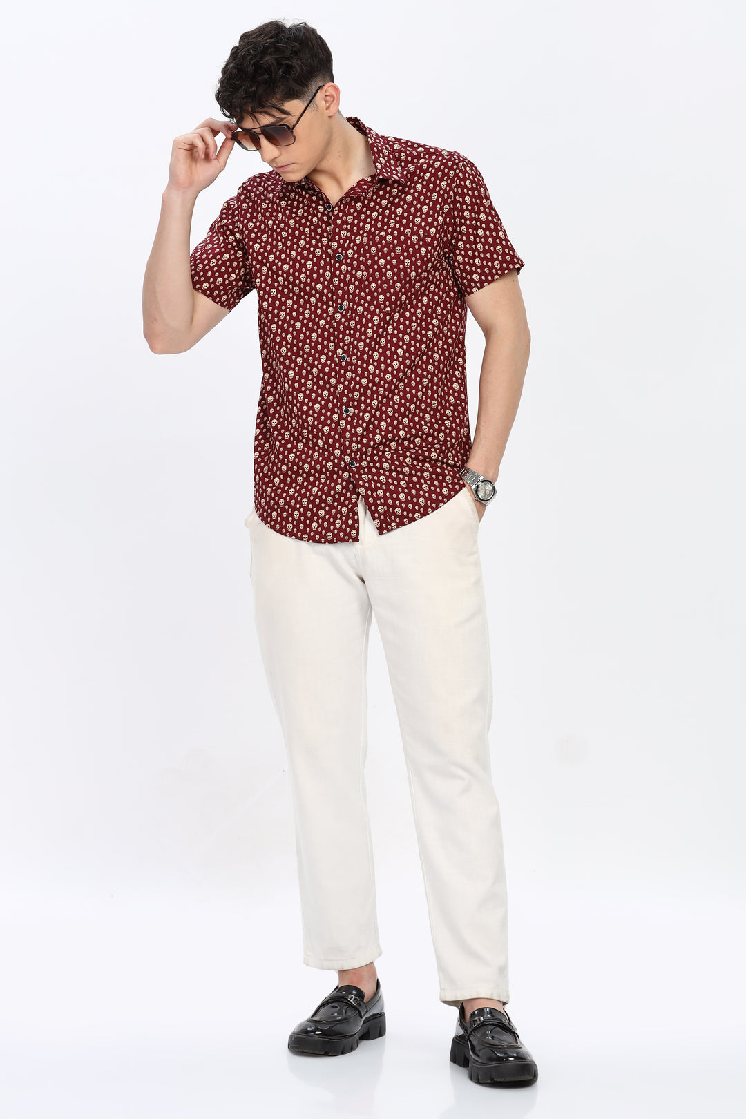 Maroon Skull Delight Shirt