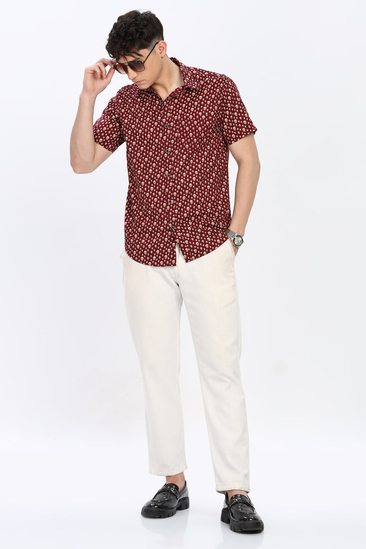 Maroon Skull Delight Shirt