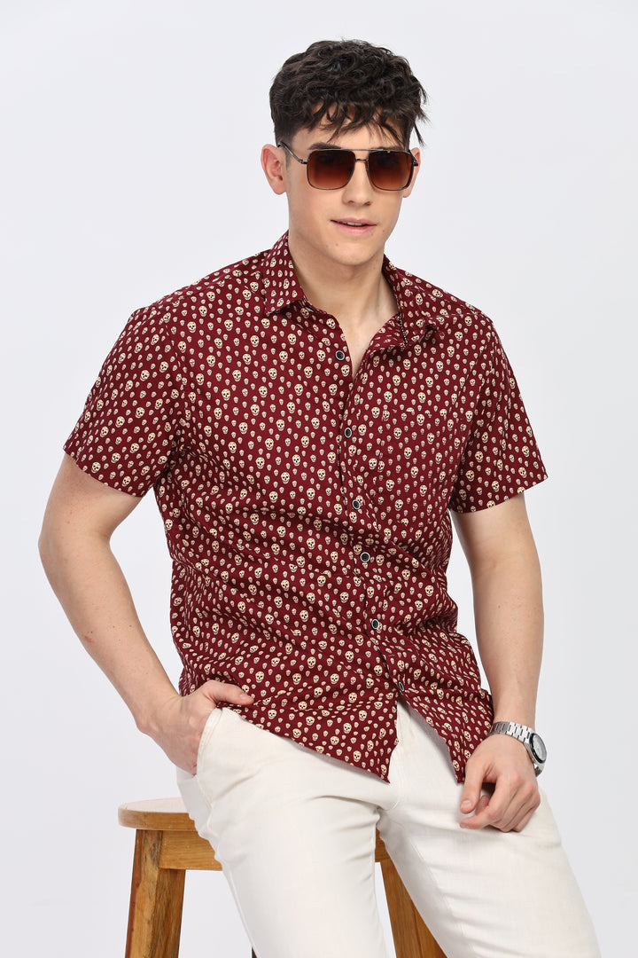 Maroon Skull Delight Shirt