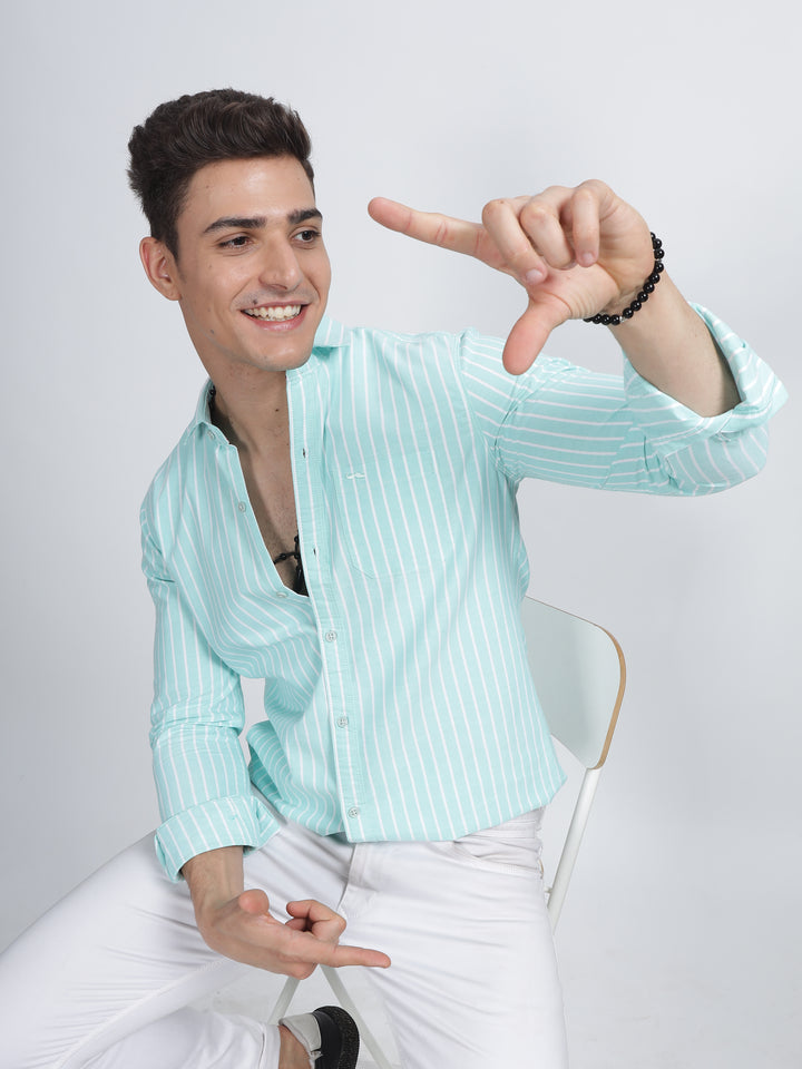 SINGLE LINE STRIPE PISTACHIO GREEN SHIRT