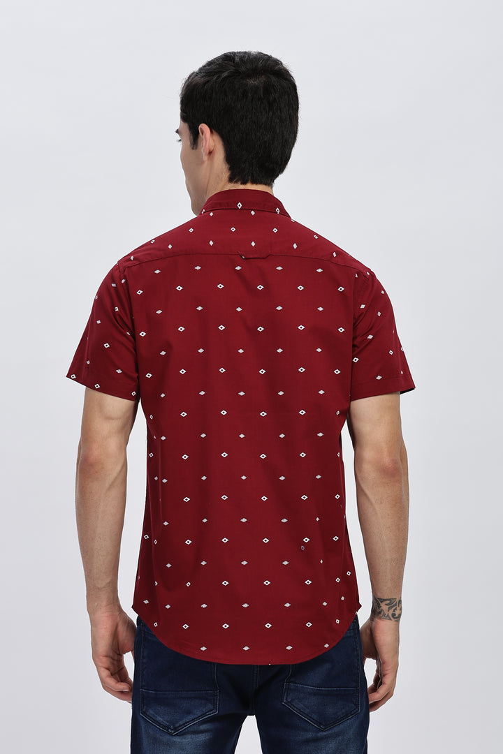 Maroon Diamond Print Shirt