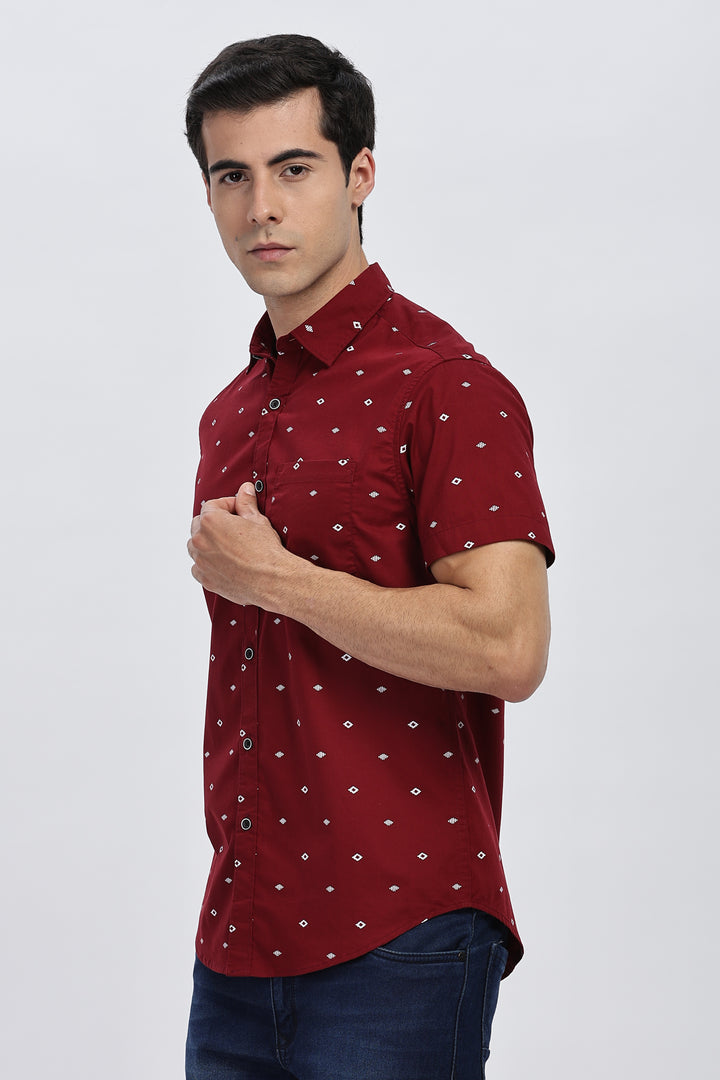 Maroon Diamond Print Shirt