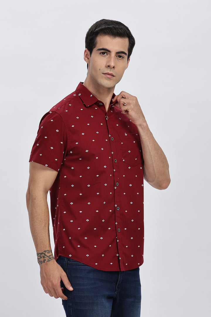 Maroon Diamond Print Shirt