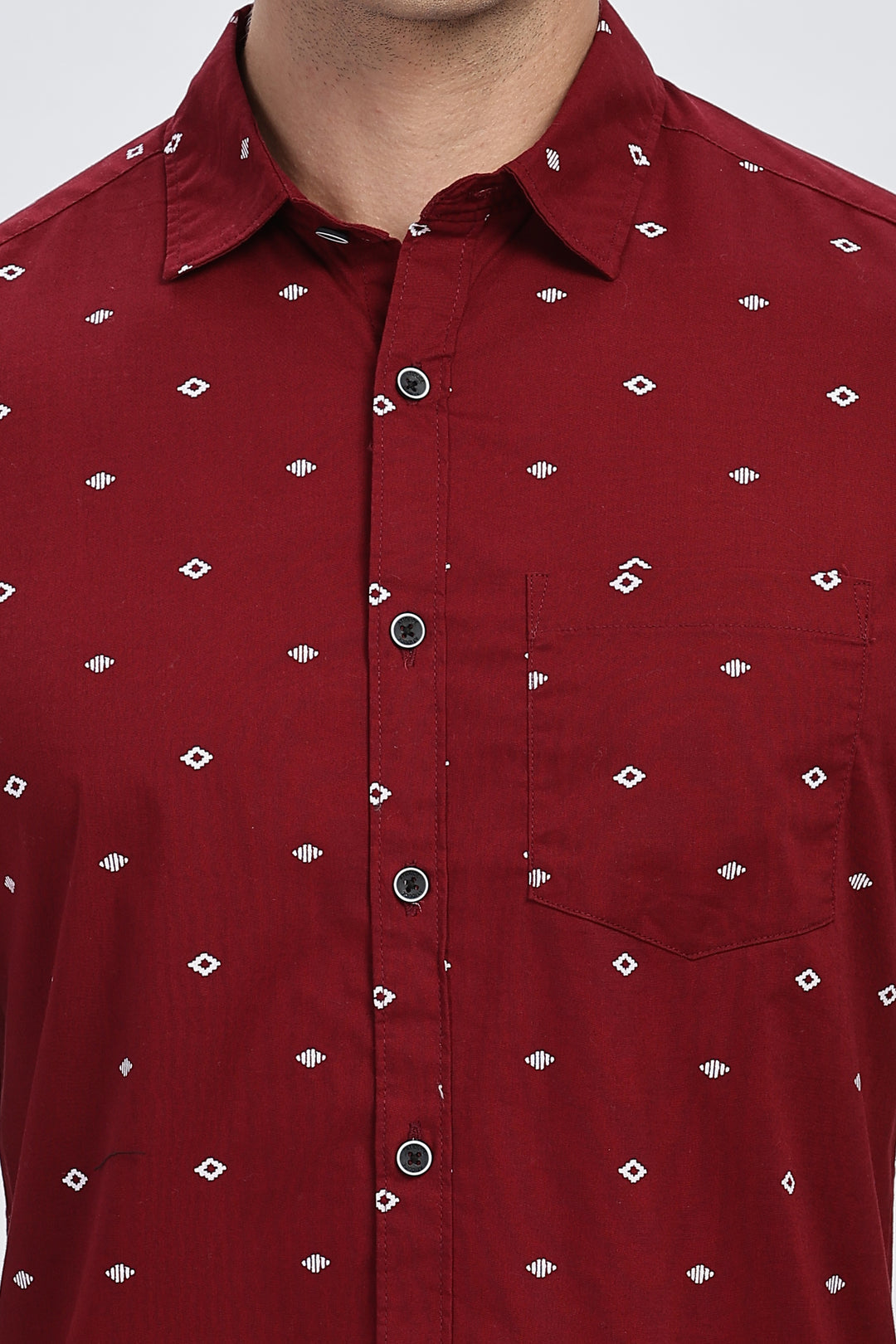 Maroon Diamond Print Shirt