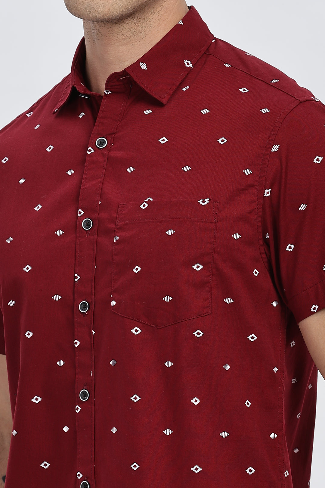 Maroon Diamond Print Shirt