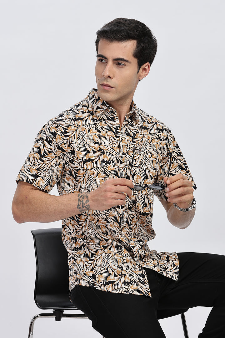 Black Sands Leaf Print Shirt