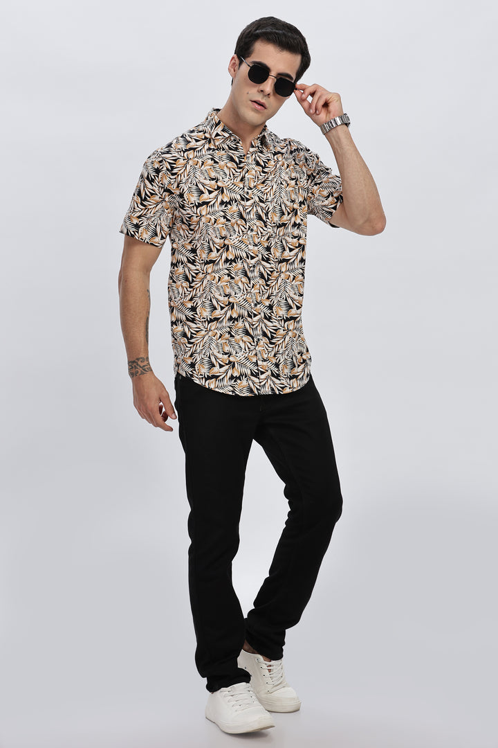 Black Sands Leaf Print Shirt