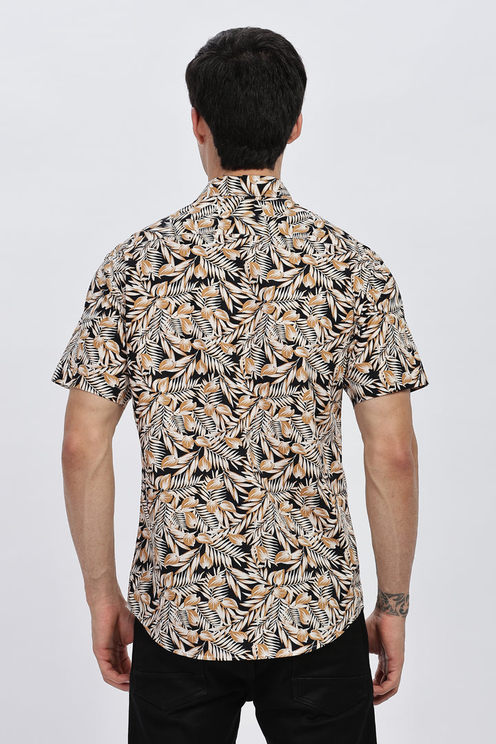 Black Sands Leaf Print Shirt