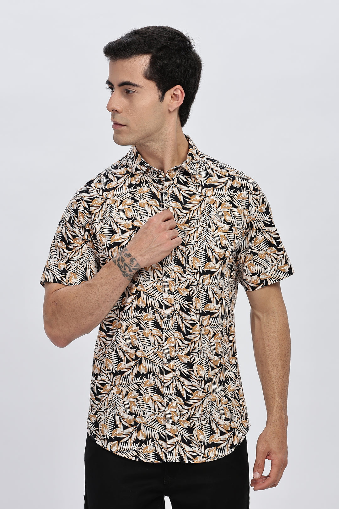 Black Sands Leaf Print Shirt