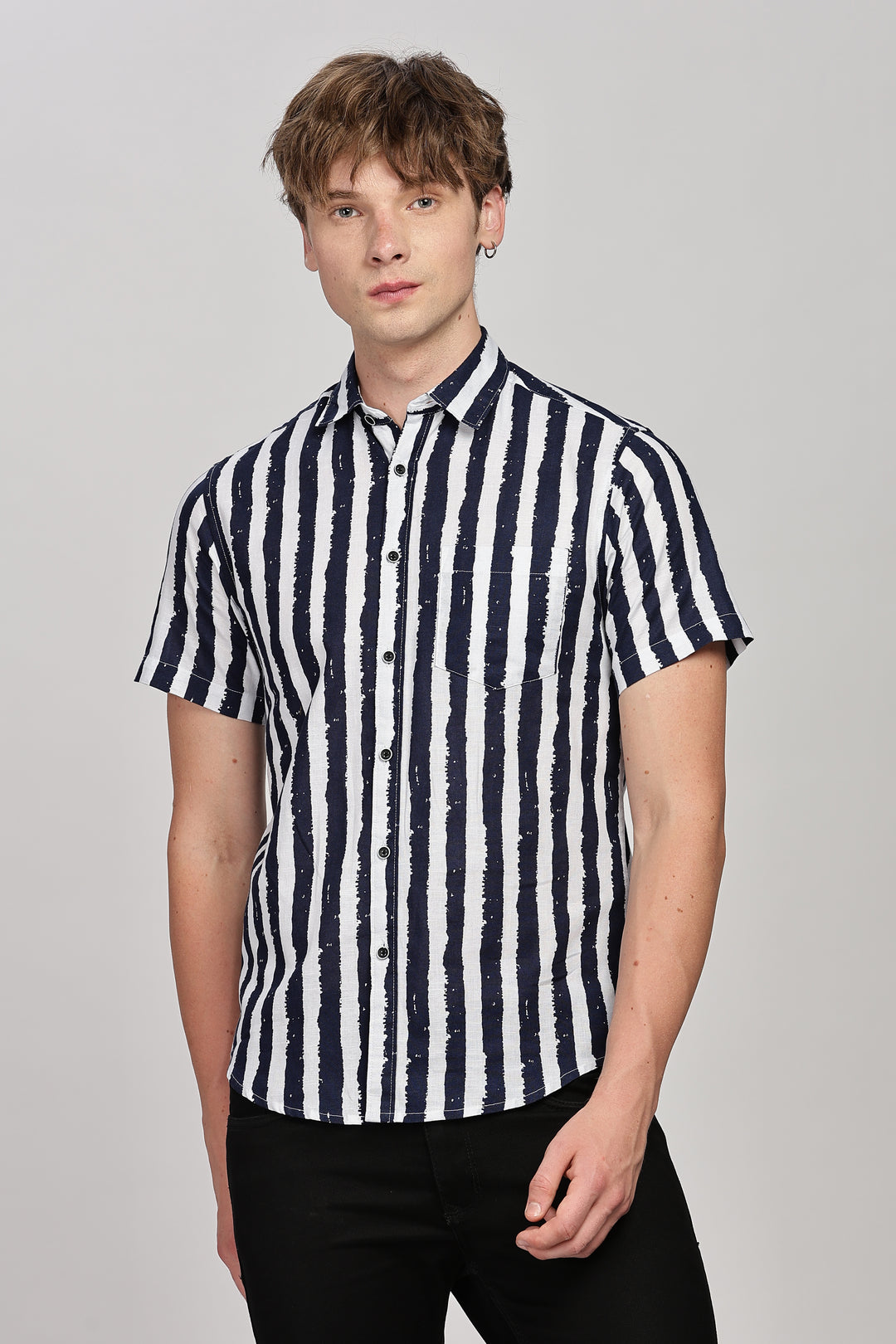 Striped Navy-White Casual Shirt