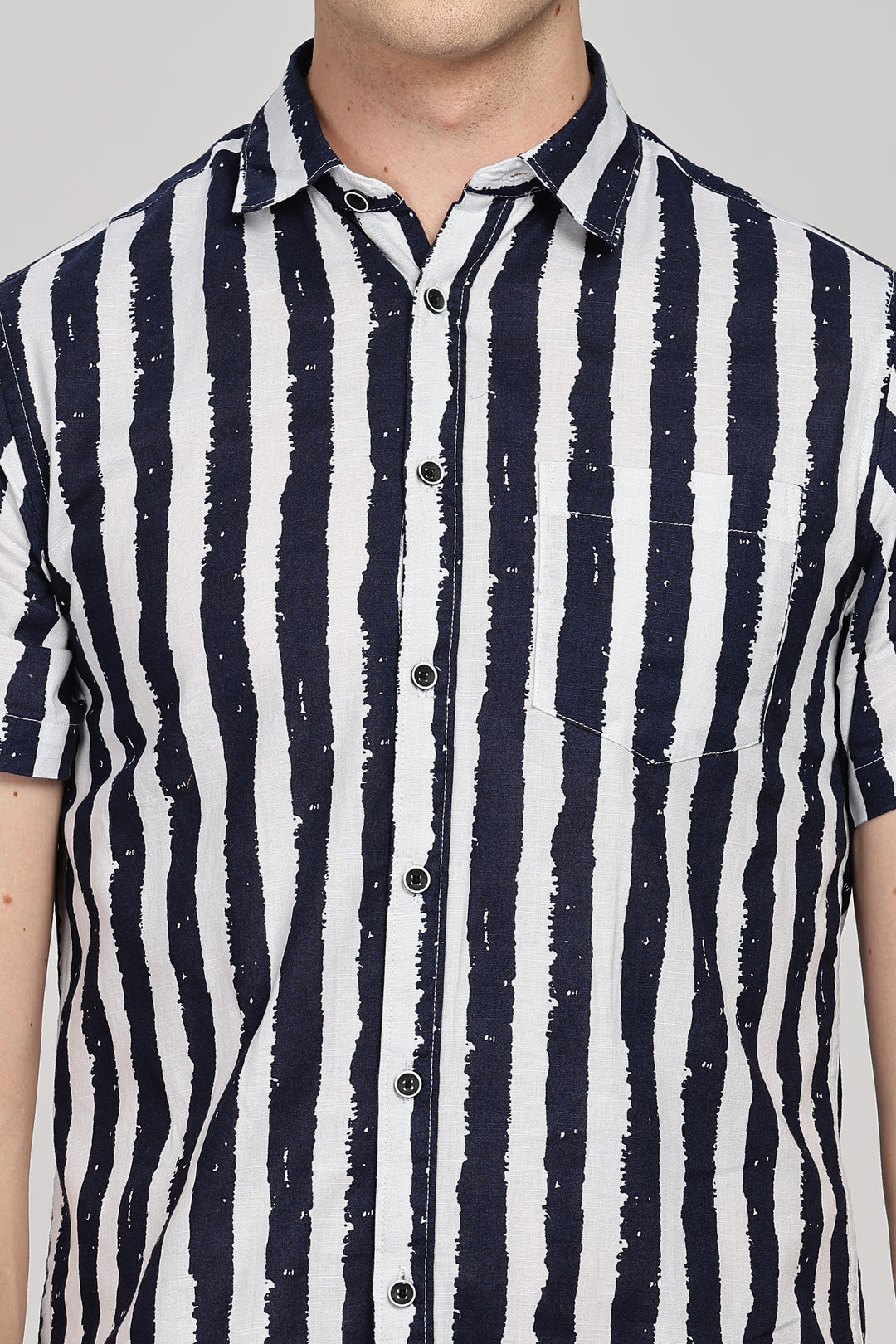 Striped Navy-White Casual Shirt