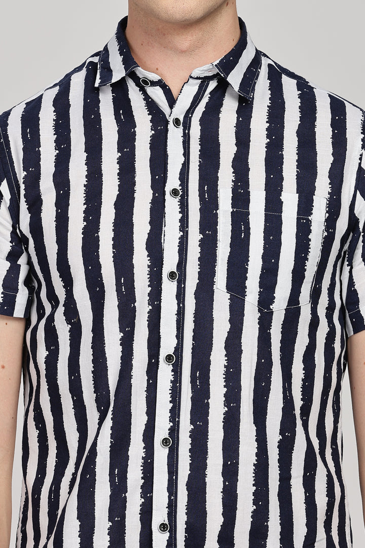 Striped Navy-White Casual Shirt