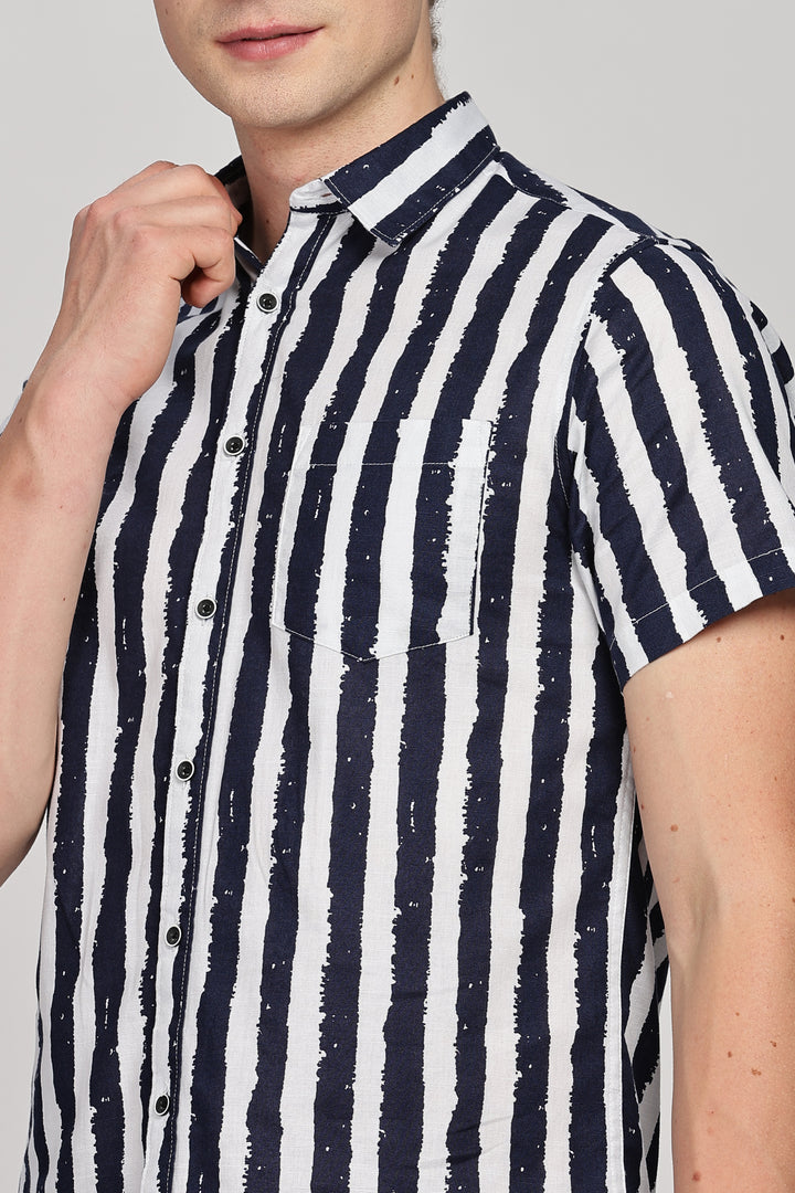 Striped Navy-White Casual Shirt
