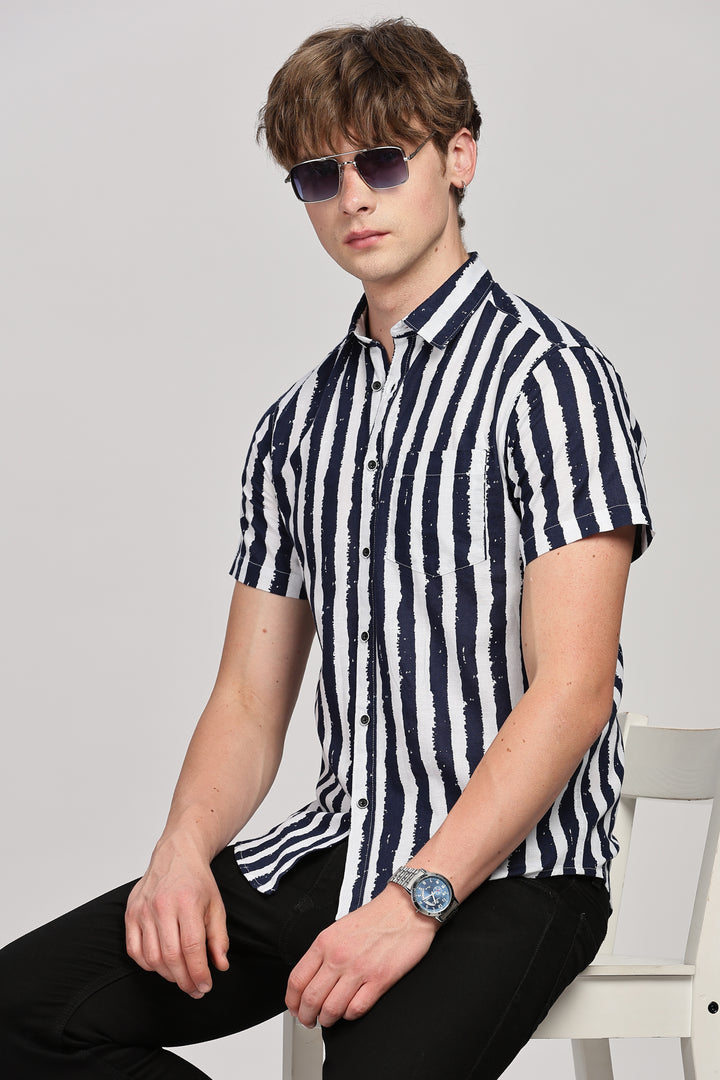 Striped Navy-White Casual Shirt