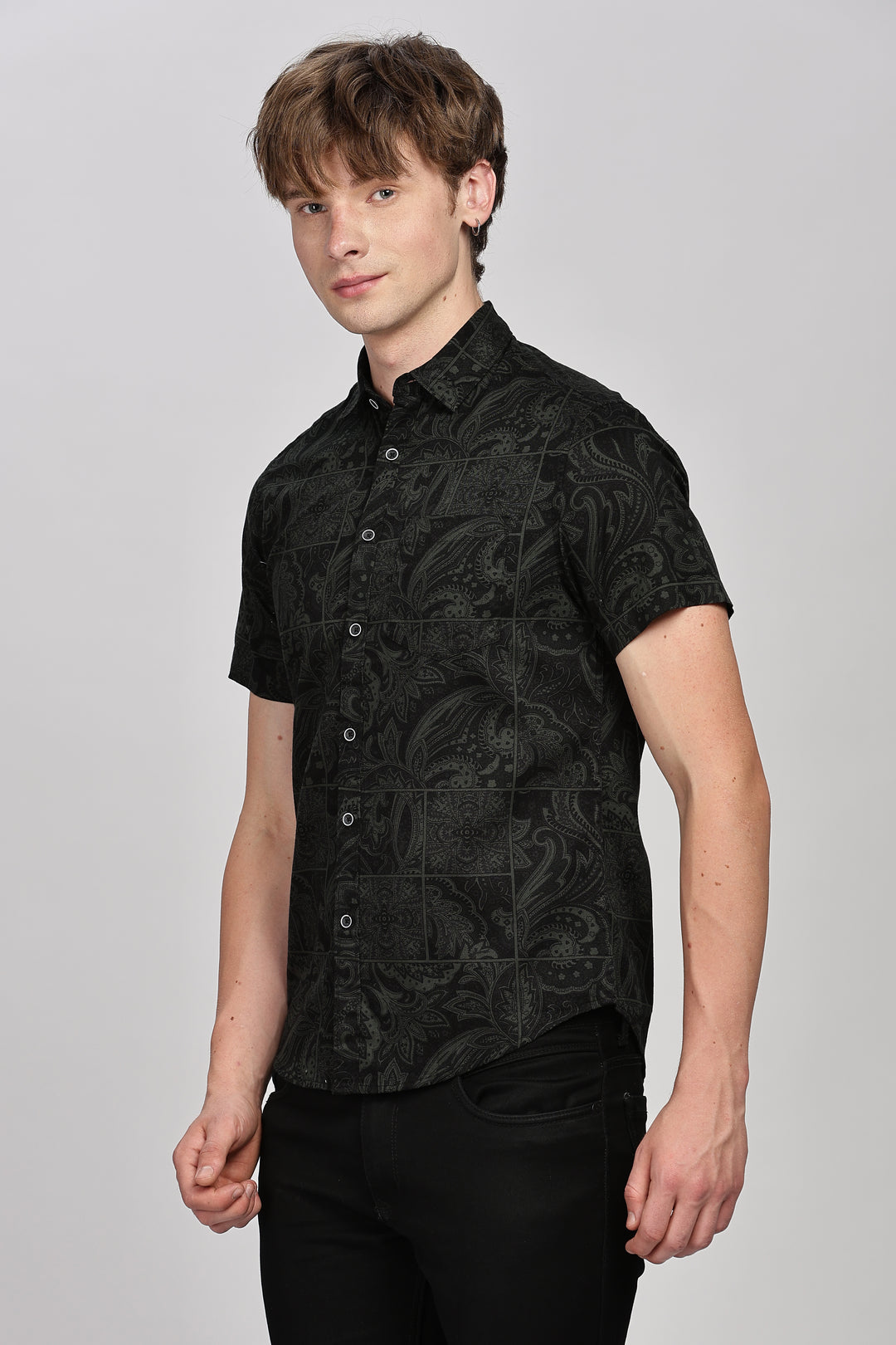 Stylish Black Paisley Shirt