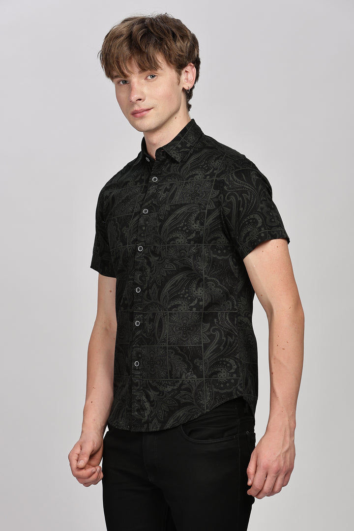 Stylish Black Paisley Shirt