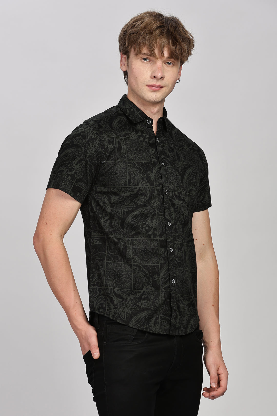 Stylish Black Paisley Shirt