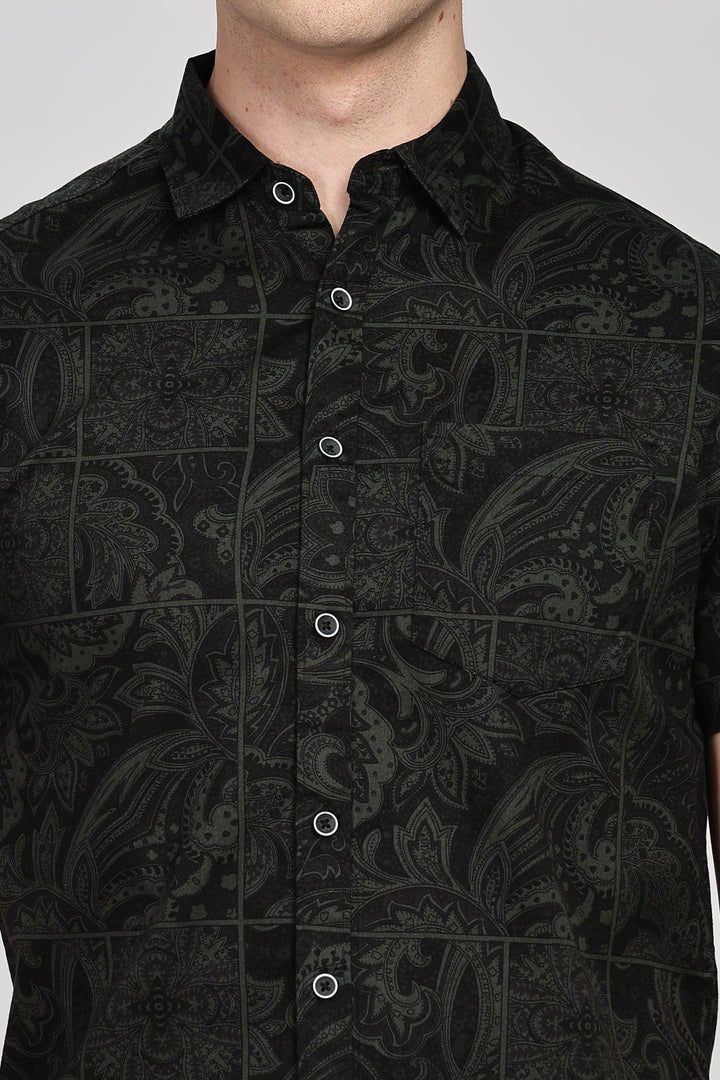 Stylish Black Paisley Shirt