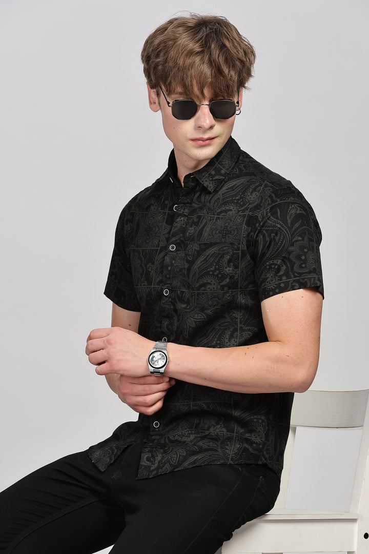 Stylish Black Paisley Shirt
