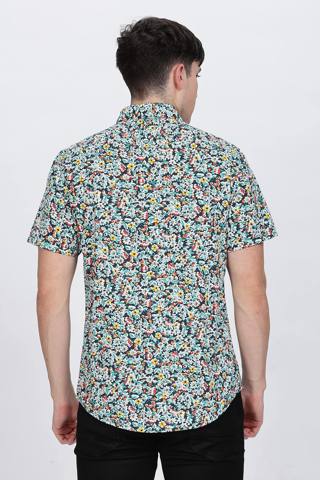Men's Multicolor Floral Print Short-Sleeve Shirt