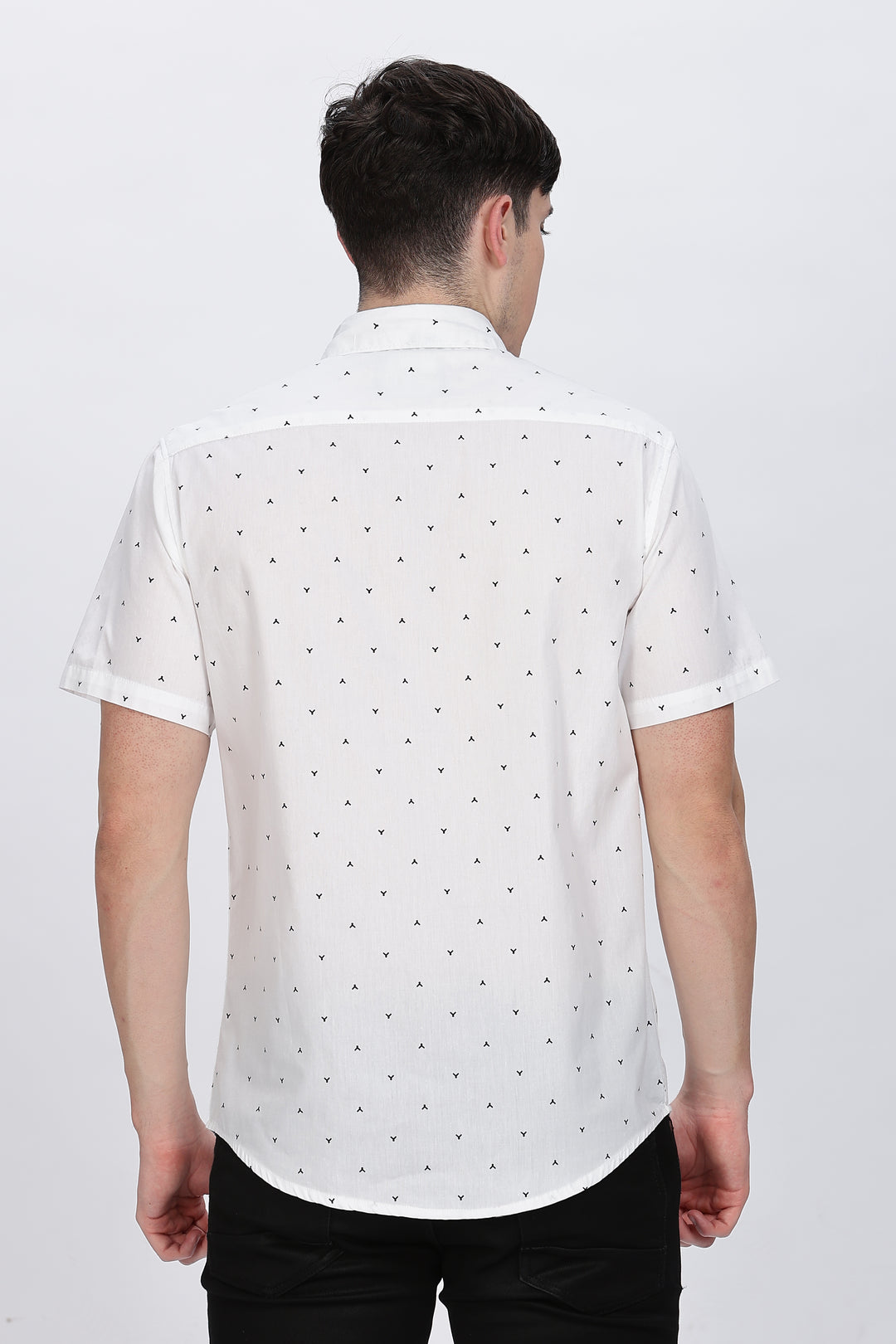 White Shirt with Black Micro-Pattern