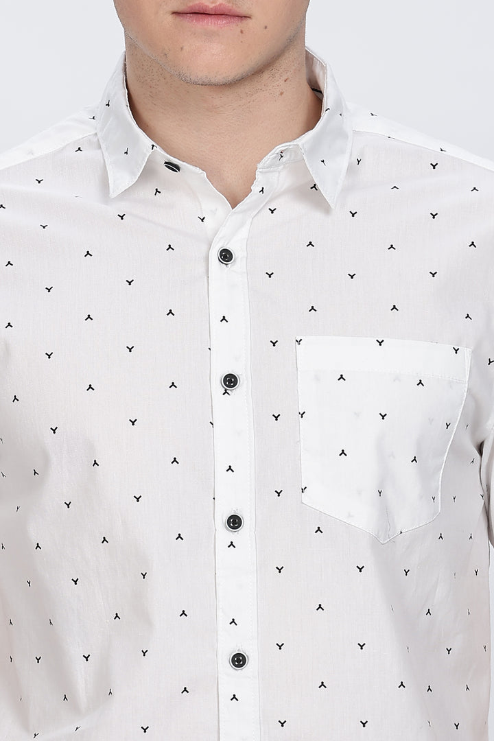 White Shirt with Black Micro-Pattern