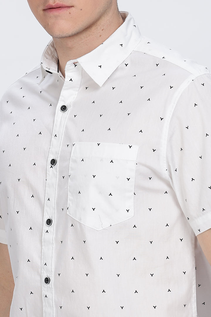 White Shirt with Black Micro-Pattern