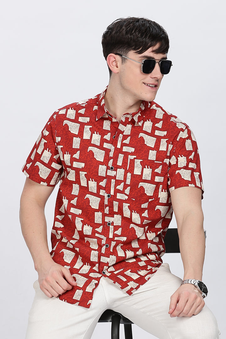 Red Graphic Print Shirt