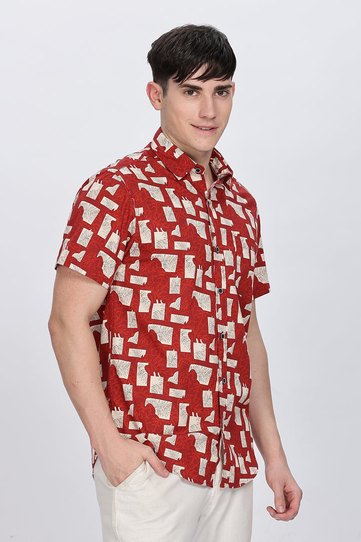 Red Graphic Print Shirt